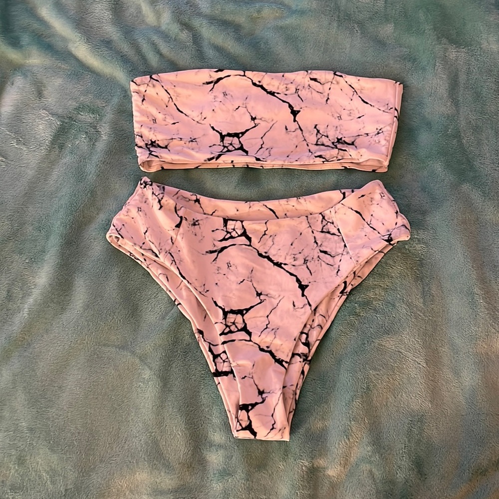 Zaful bluish/black marble bikini